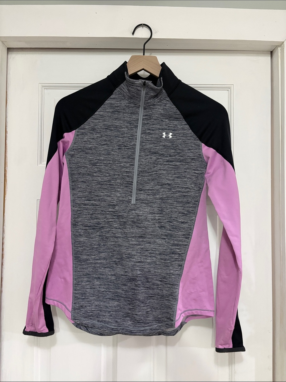 Under Armour Gray, Black & Pink Half-Zip Performance Pullover